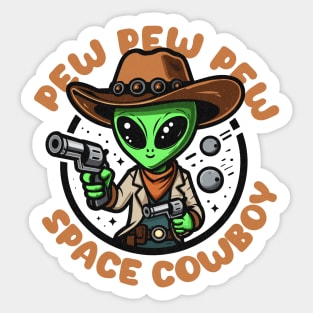 Space Cowboy Funny Alien Sticker